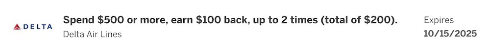 Amex targeted offer for Delta spending.