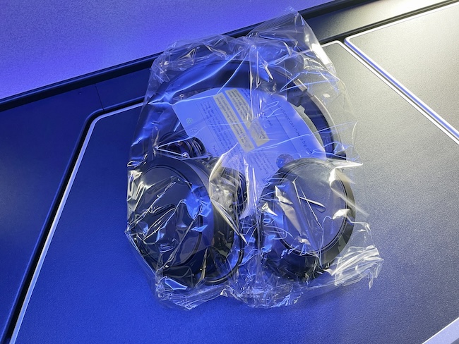 a plastic bag with headphones on it