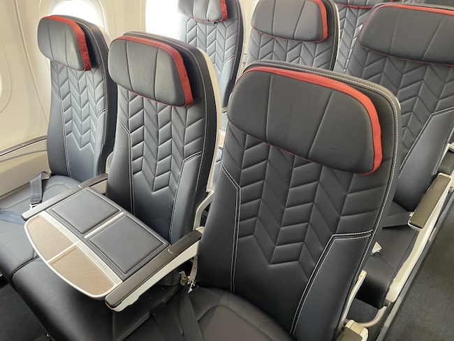 a row of seats in an airplane