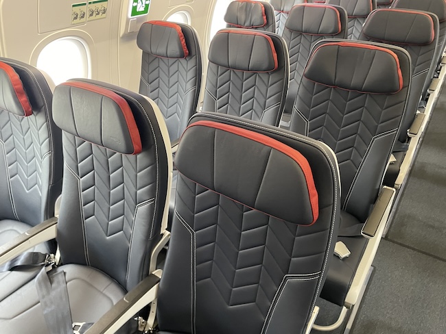 a row of seats on an airplane