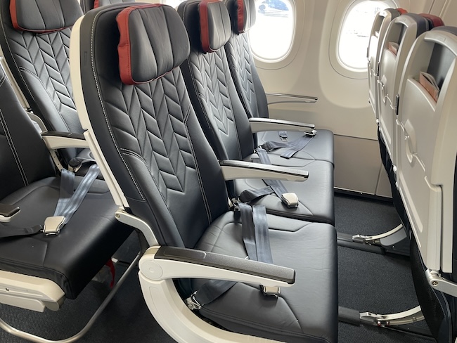 a row of seats in an airplane