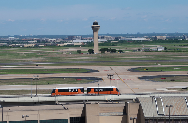 a train on a track in a runway