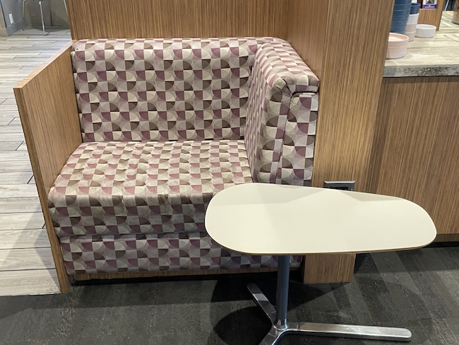 a chair with a table in front of it