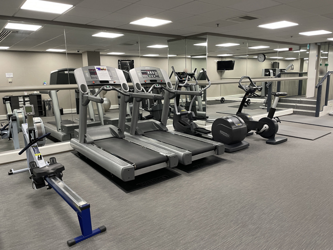 a room with exercise machines