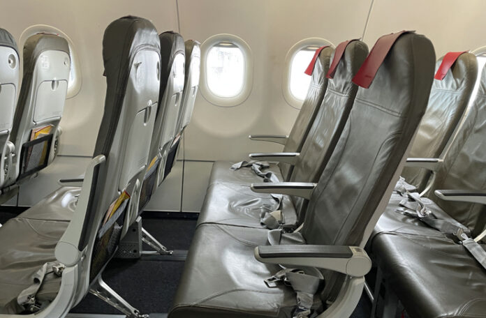 a row of seats in an airplane