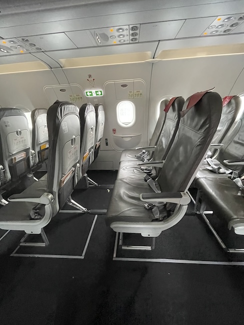 a row of seats in an airplane