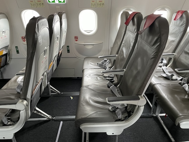 a row of seats in an airplane