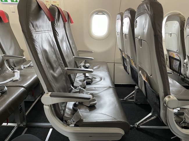 a row of seats in an airplane