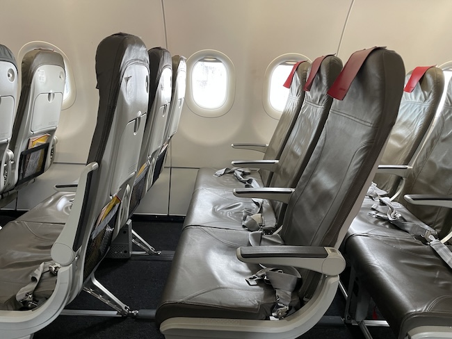 a row of seats in an airplane