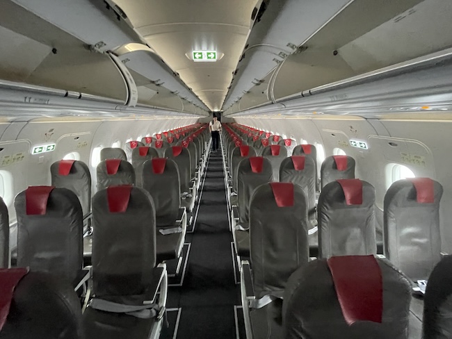 a row of seats in an airplane