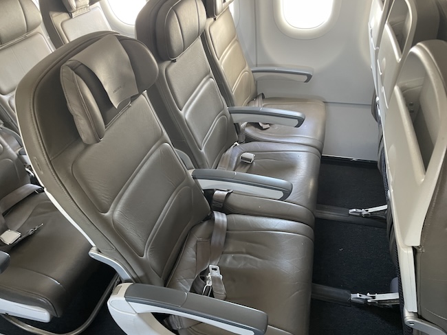 a row of seats in an airplane