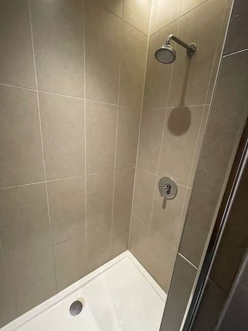 a shower with a shower head