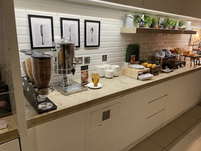 a counter with food items on it