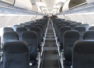 an airplane with rows of seats