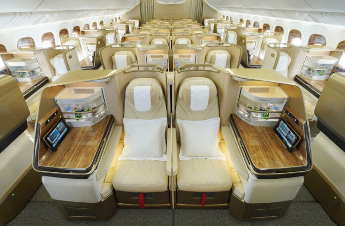 a row of seats in a plane