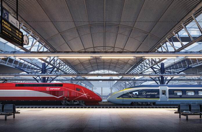 a train station with a roof and a roof