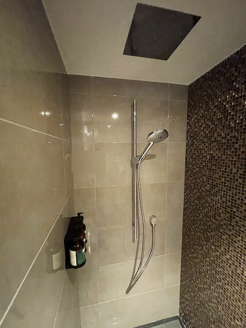 a shower with a shower head