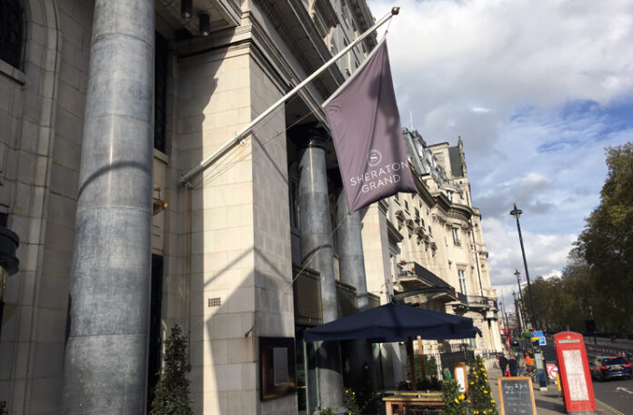 a flag on a building