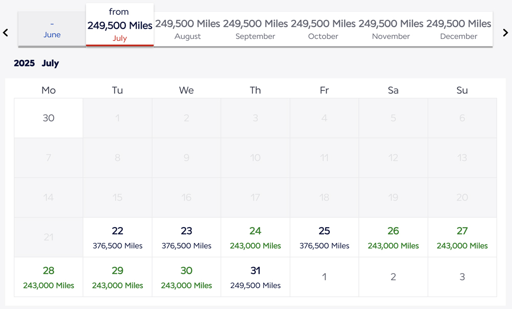 Air France LAX-CDG Award Availability July 2025