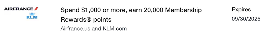 Amex Air France KLM offer