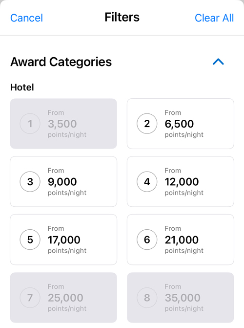 Hyatt App Filters