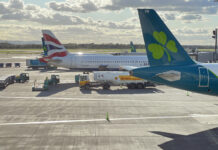 airplanes parked on a runway