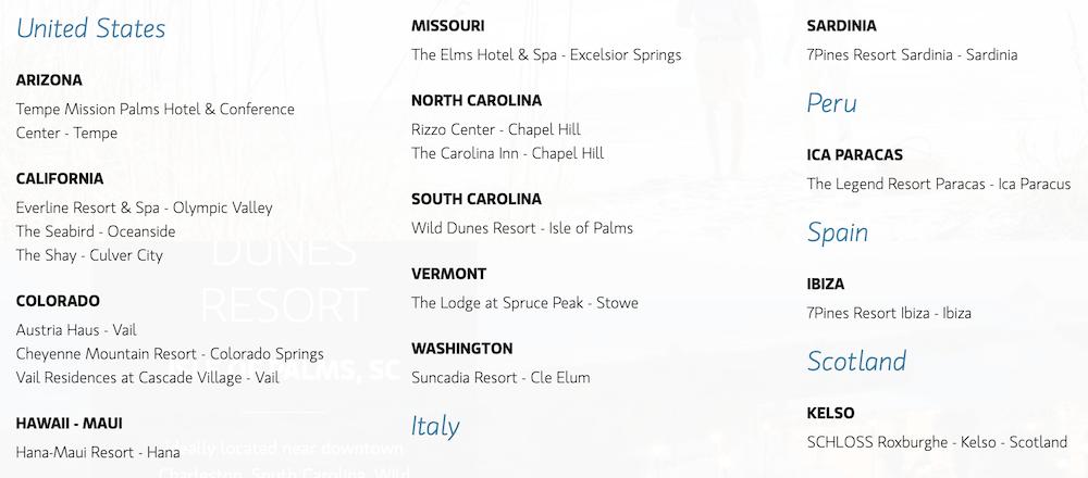 a screenshot of a hotel list