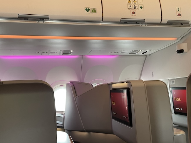 Iberia A321XLR Business Class Cabin Mood Lighting.