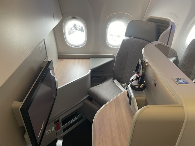 Iberia A321XLR Business Class seat in row 1.