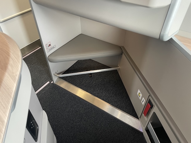 Iberia A321XLR Business Class seats in row 1 have a slightly different ottoman.