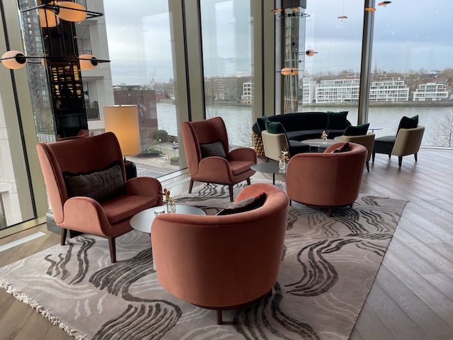 Decor inside Tamisé wine bar at the Park Hyatt London River Thames.