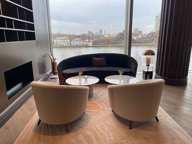 Decor inside Tamisé wine bar at the Park Hyatt London River Thames.