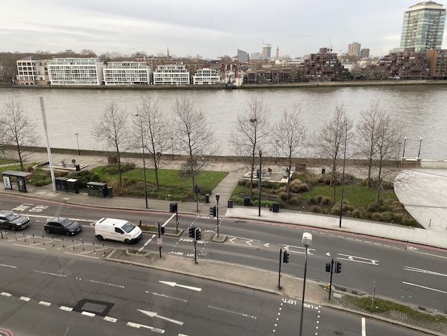 View north from the Tamisé wine bar at the Park Hyatt London River Thames.