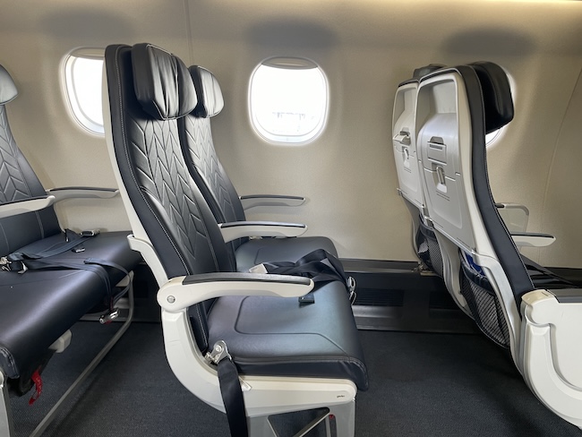 a row of seats in an airplane