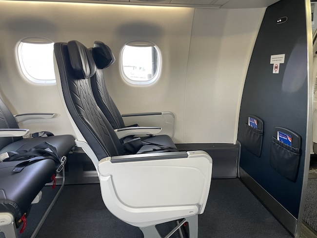 a plane with seats and windows
