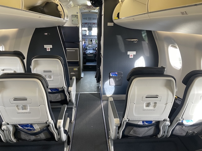 the inside of an airplane