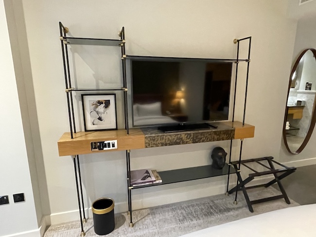 a tv on a stand