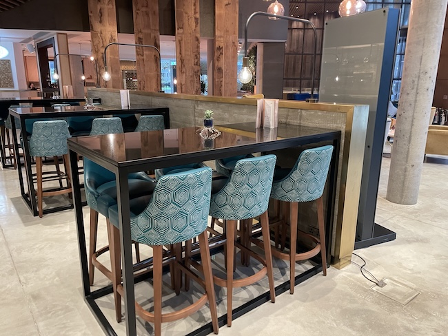 a table with chairs in a restaurant