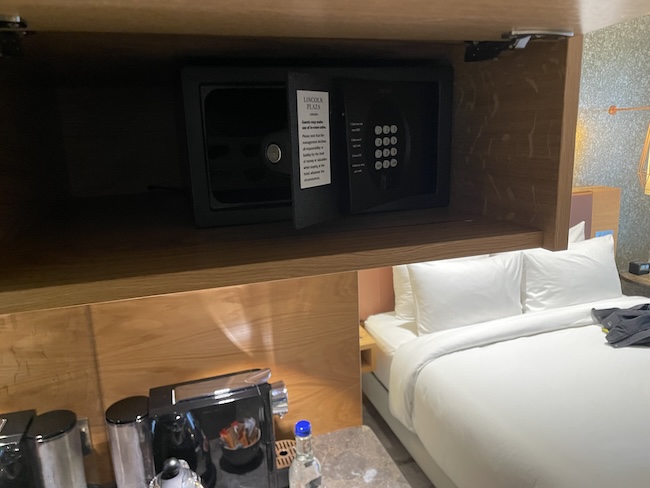 a safe in a hotel room