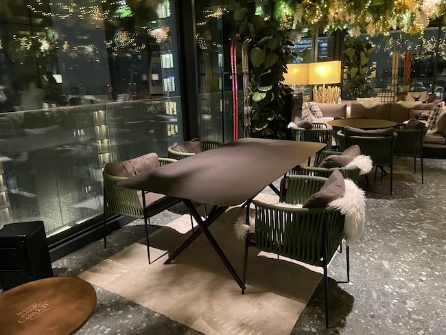 a table and chairs in a room