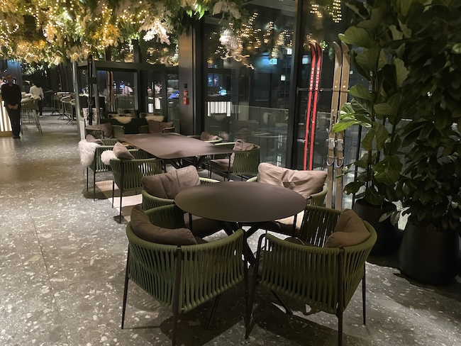 a table and chairs in a room