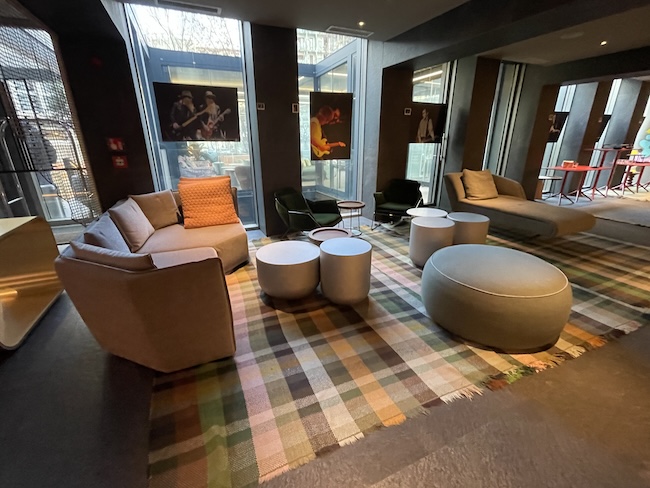 a room with couches and tables