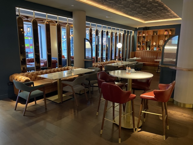 a room with tables and chairs
