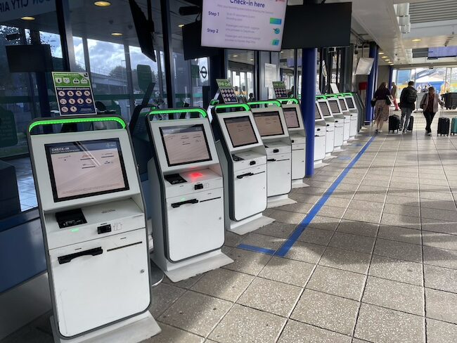 a row of white machines