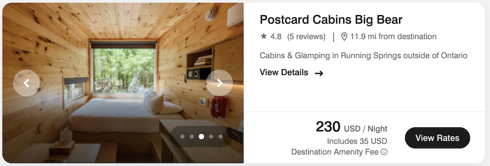Postcard Cabins on the Marriott website.