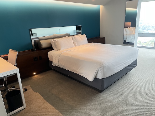 a bed in a room