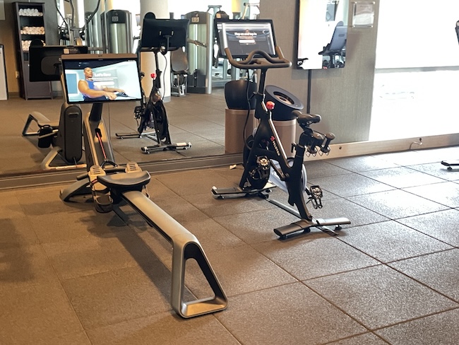 a gym with exercise bikes