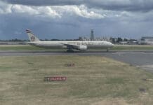 a large airplane on a runway