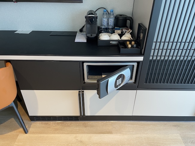 a safe on a counter