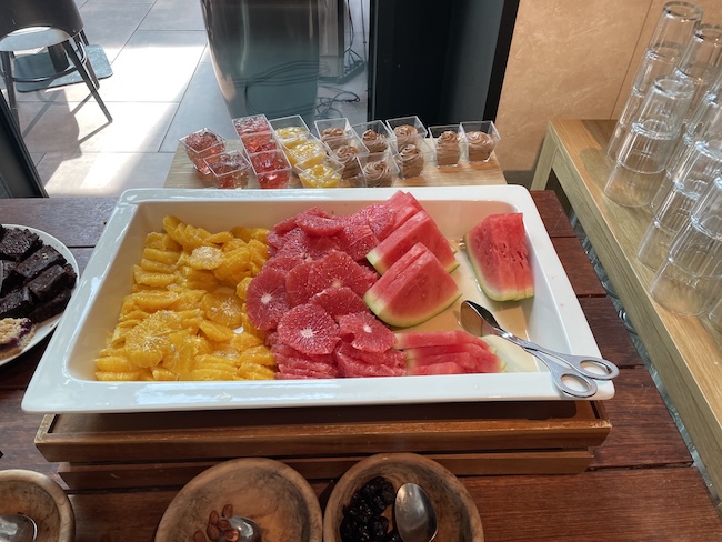 a tray of fruit on a table